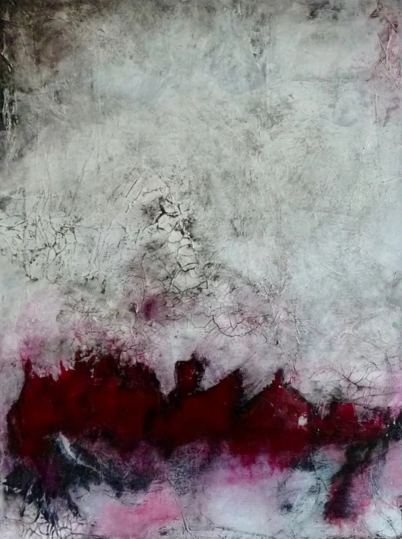 Rotes Dorf, 60x60x4 cm, Mischtechnik, 2015